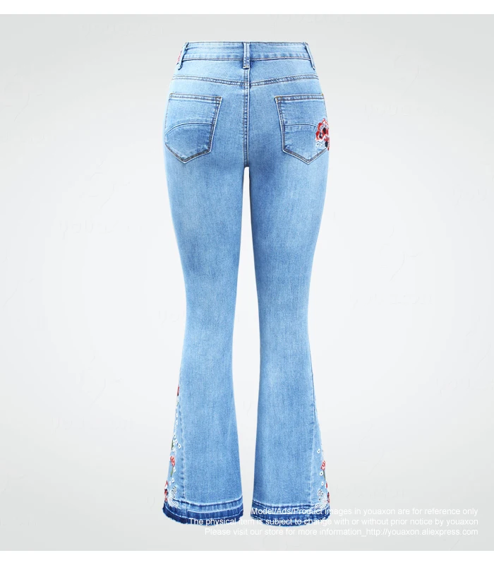 2152 Youaxon, Новое поступление, джинсы с вышивкой, женские, ультра эластичные, обтягивающие, джинсовые штаны, брюки для женщин