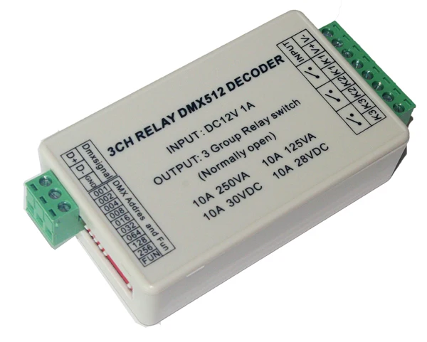 

20pcs 3CH dmx512 Controller,WS-DMX-RELAY-3CH 3 channel DMX 512 RELAY OUTPUT ,LED DMX512 decoder,lelay switch controller
