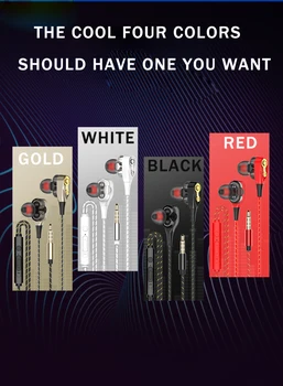 

3.5mm Earphone With Microphone In-Ear Earphones Wired earphone dual drive Computer For Cell phone