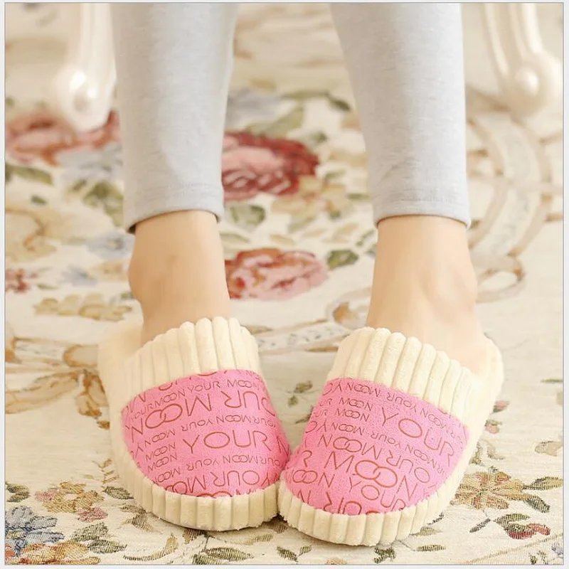 

Women /Men Home Slippers Winter Soft Floor Lovers Couples Shoes Indoor Flats Shoes Warm Plush Cotton Slipper
