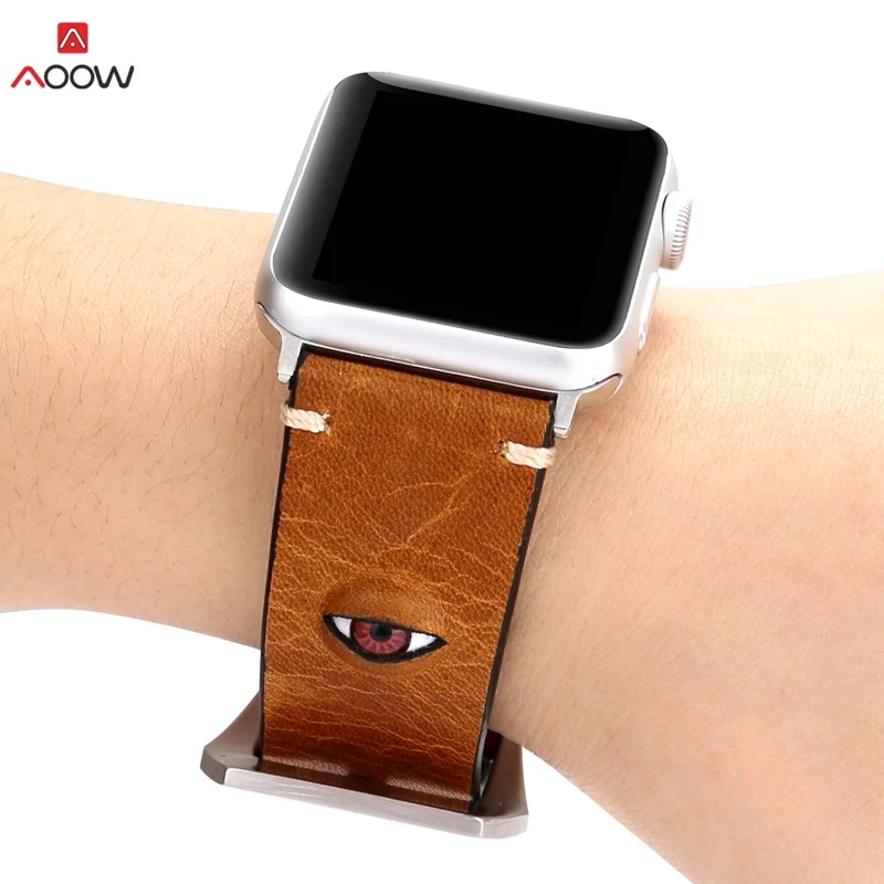 

AOOW Genuine Leather Watchband For Apple Watch 38mm 42mm 3D Eye Women Men Fashion Replacement Bracelet Strap Band for iwatch 123