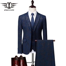 Plyesxale 3 Piece Men Suits Brand Terno Masculino Slim Fit Wedding Suit For Men 2018 Mens Party Wear Suits Jacket Pants Vest Q54
