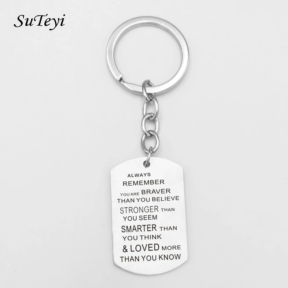 Suteyi Stainless Steel Keychains Always Remember You Are Braver Than