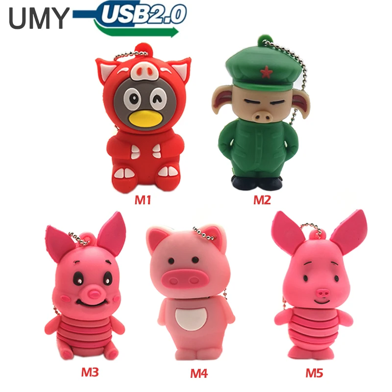 

Pen drive cartoon pigs usb flash drive 4GB 8GB 16GB 32GB 64GB 5 styles memory stick Personalized gift pendrive u disk