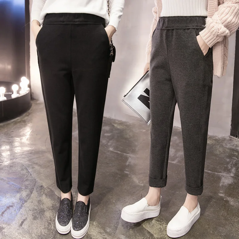 Women Woolen Pants 2019 Autumn Winter Fashion Female Casual Trousers