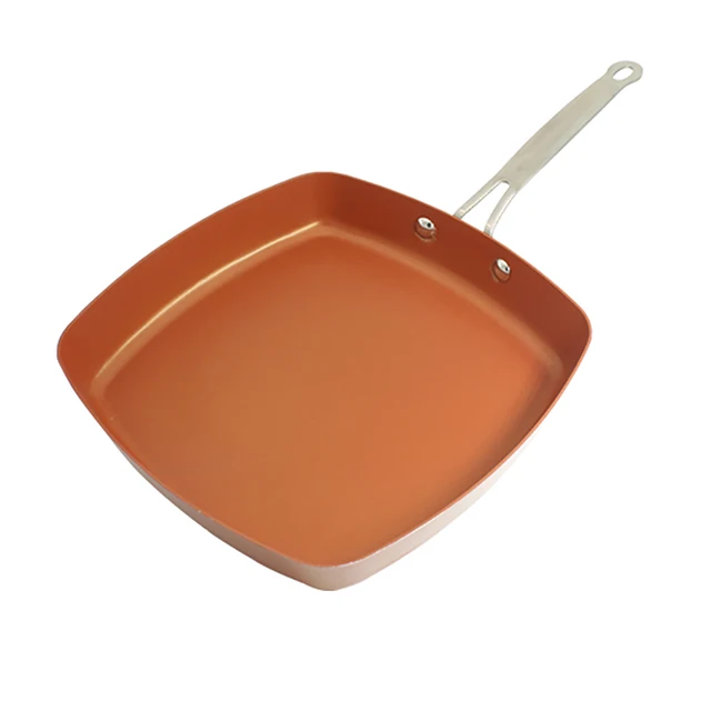 Non stick Copper Square Pan with Ceramic Frying Red Pans Copper Oven