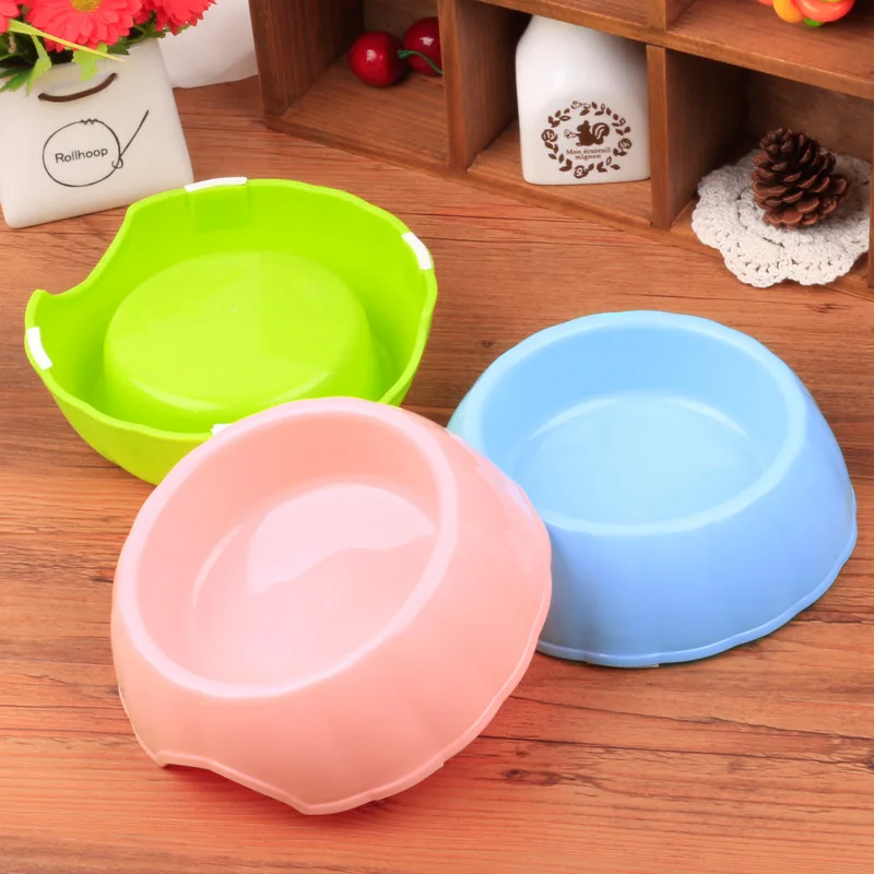 Candy Color Plastic Dog Feeding Bowl Cat Puppy Food Dish Pet Drink