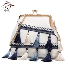 New Arrival National Tassel Mini Flap Women Bag PU Leather Shoulder Bags Chain Messenger Handbag High Quality Crossbody Clutch