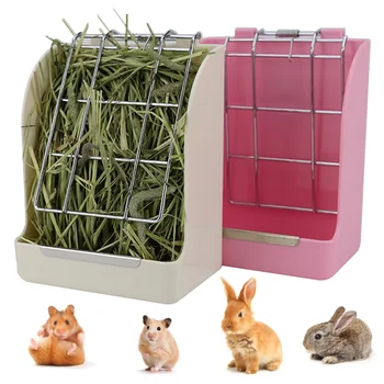 

2-In-1 Hay Feeder Grass Frame Rabbit Food Pots Fixed Grass Shelf Food Bowl Chinchilla Guinea Pig Food Containers