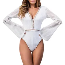 Sexy Hollow Button Bodysuits Fashion Women Long Sleeve V-Neck Backless Solid Rompers Combinaison Pantalon Femme 2019 Hot Sale Y Sexy Hollow Button Bodysuits Fashion Women Long Sleeve V-Neck Backless Solid Rompers Combinaison Pantalon Femme 2019 Hot Sale Y