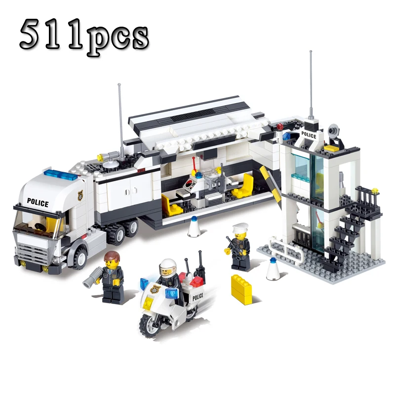 

511pcs/set Building Blocks Police Station Truck Car Blocks Set Compatible Action Figure Enlighten Bricks Toys For Children #E