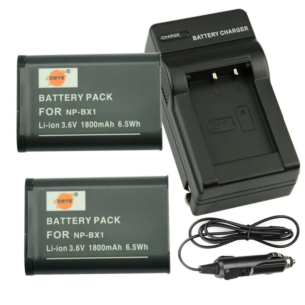 DSTE 2pcs NP BX1 np bx1 Battery + Travel and Car Charger for Sony DSC
