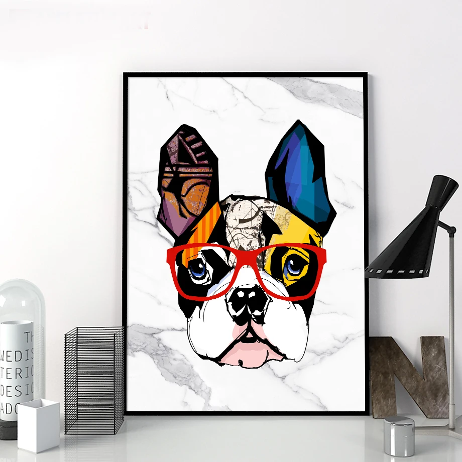 

Abstract Marble Bulldog Graffiti Wall Art Canvas Painting Nordic Posters And Prints Pop Art Wall Pictures For Living Room Decor