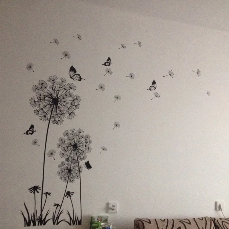 60-90cm-Butterfly-Flying-In-Dandelion-Wall-stickers-bedroom-Living-room-stickers-Style-Wall-Sticker-Design (3)
