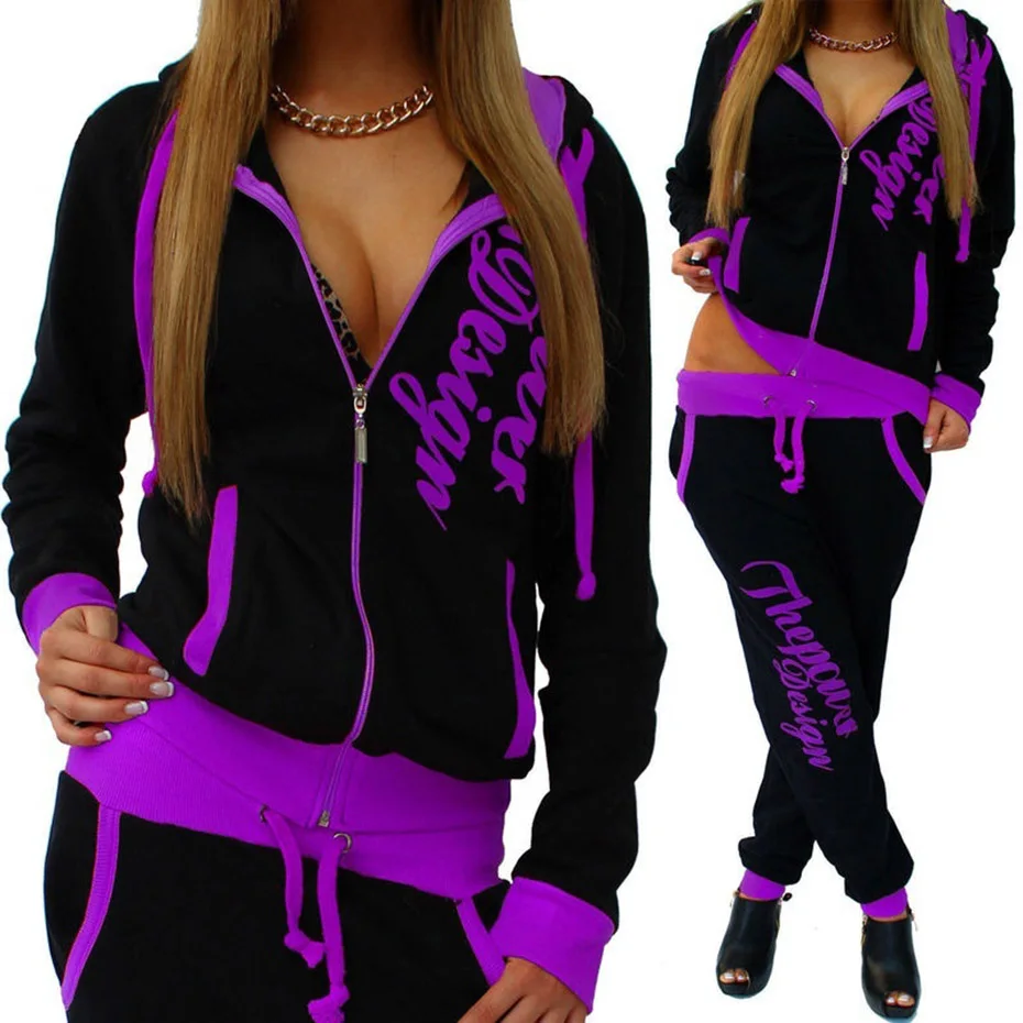

ZOGAA Women 2 Piece Set Tracksuit Sportswear Casual Hooded Sweatshirt with Pants Set Two Piece Outfits For Women Sweat Suit 2019