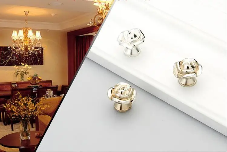 

Single Hole Modern Kitchen Furniture handle pulls drawer knob with Rose Carving