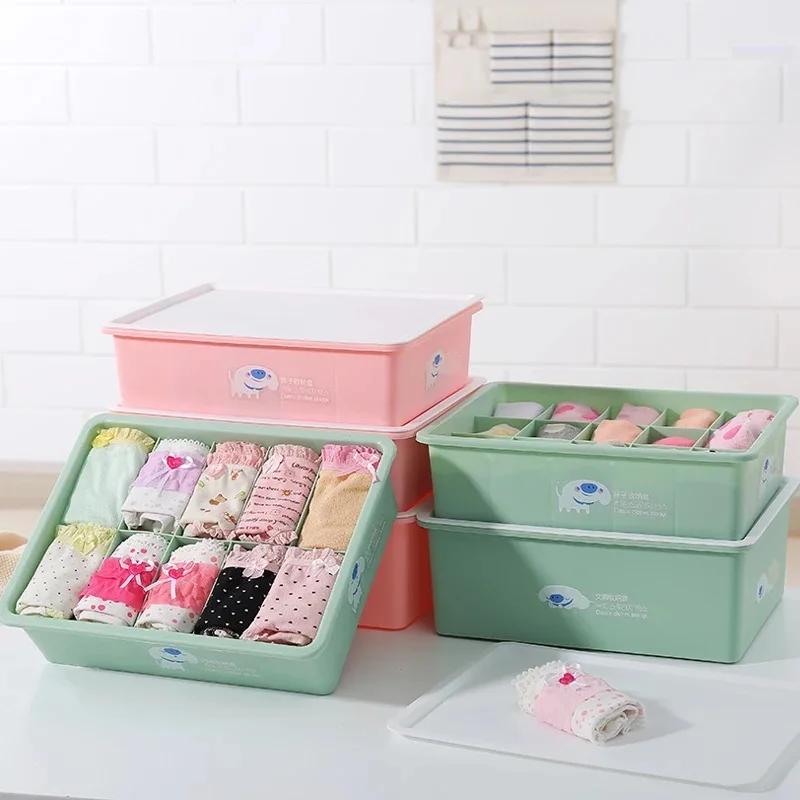 3pcs/set underwear clothes storage box with lid plastic organizer drawer container