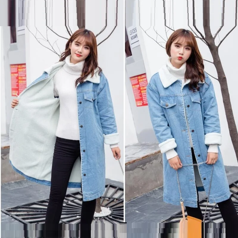 

Jeans Jacket and Coats for Women 2019 Autumn Winter Casual Denim Jacket Female Long Coat Chaqueta Mujer Casaco Jaqueta Feminina