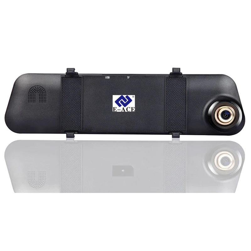 E-ACE Car Dvr Auto Digital Video Recorder Rear View Mirror With Camera FHD 1080P Dashcam Dual Lens Parking Monitor Registrator