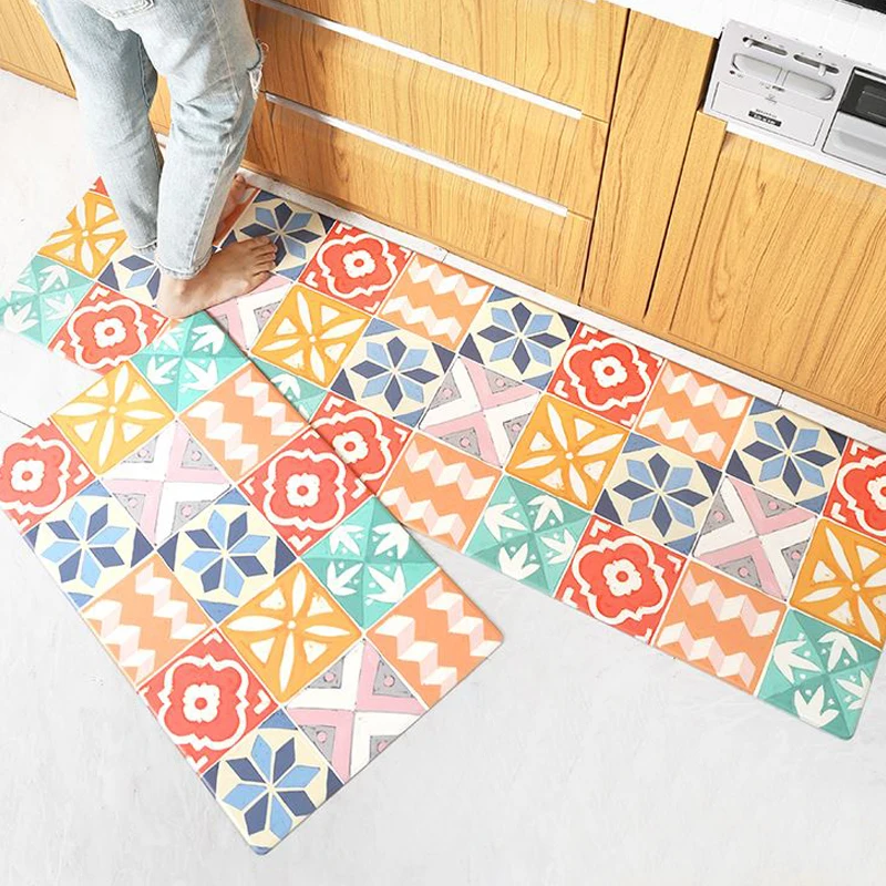 buy Leatherwear Kitchen Mat Anti Fatigue Mattress Skid Resistant Waterproofing Bedroom Floor Floor Mat for Sofa Drop Shipping