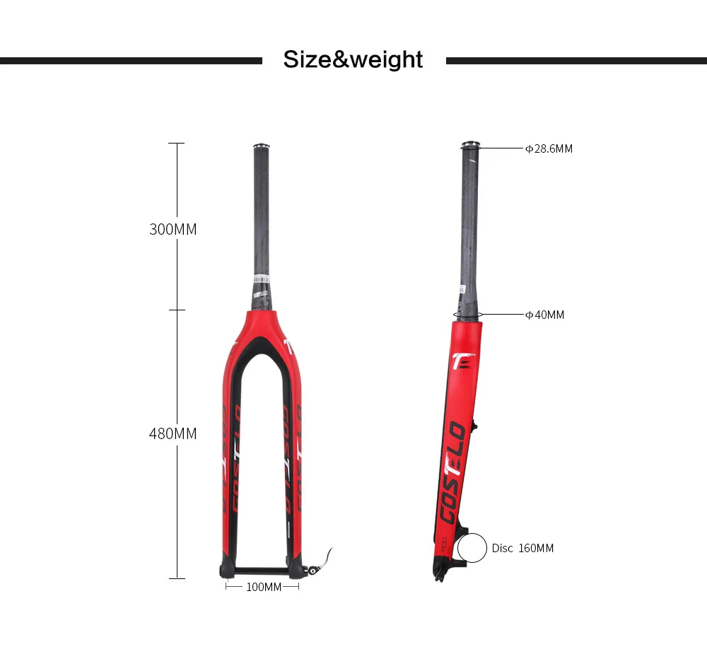 Costelo полностью углеродная mtb вилка 29er для горных велосипедов жесткая вилка для велосипедных частей через ось 15 мм велосипедная передняя вилка rock shox