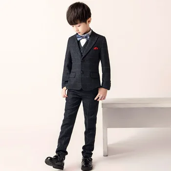 

2019 Big Boys Blazer Suit Kids Cotton 3 pieces/set Vest+Blouse+Pants Clothes Sets Boys Formal Blazers for Weddings Party suits