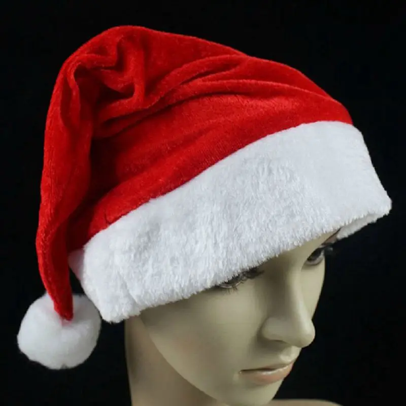 Christmas Party Santa Hat Velvet Red And White Cap for Santa Claus Costume K7C4