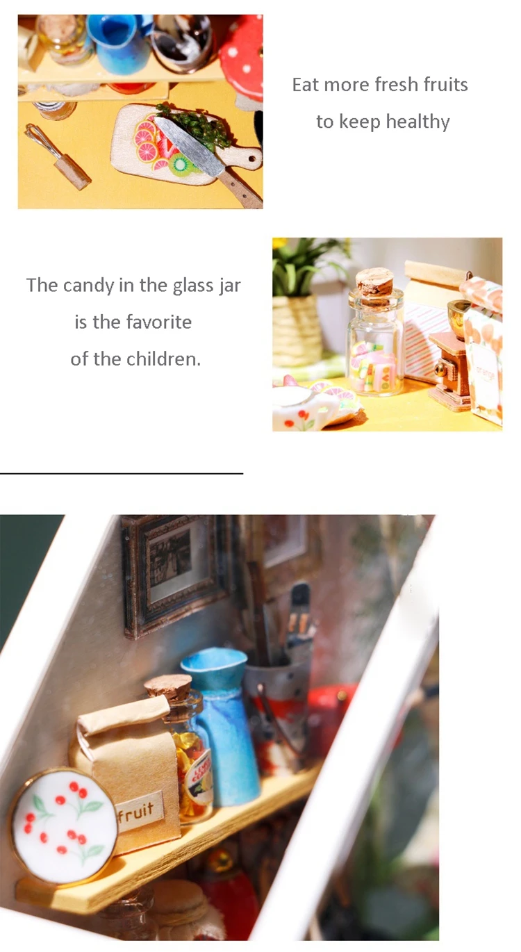 Robud DIY миниатюрный дом Джейсон кухня Кукольный дом наборы кукольный домик с мебели игрушки для детей лучший подарок для девочек DG105