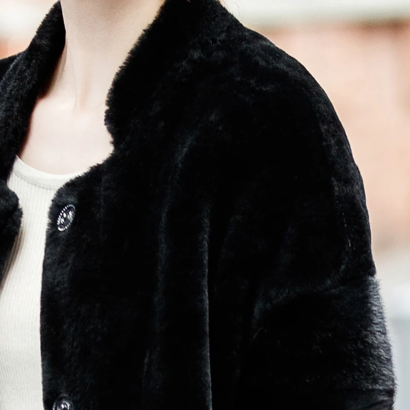 Real Fur Coat Sheep Shearling Fur Winter Coat Women Clothes 2018 Korean Mink Fur Sleeve Double-faced Fur Wool Jacket ZT853