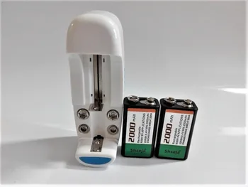 

9v 2000mAh Ni-MH Rechargeable 9 Volt NiMH Battery + Universal 9v AA AAA 18650 Cr123a Battery Charger