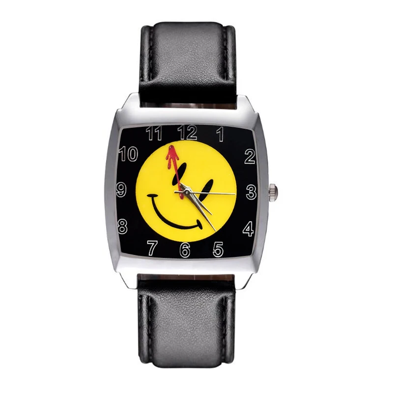 

Cartoon Smiley face style Rectangle dial Children's Women's Kids Student boys girls Quartz Leather Wrist Watch Clock JD43