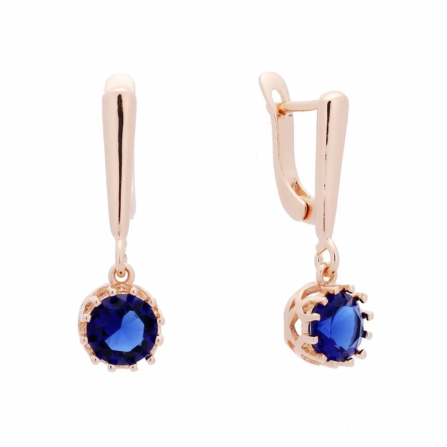 

Long Women Earrings 2022 Office Style Rose Gold 585 Color Jewelry Blue Stone Earrings Designs for Lady