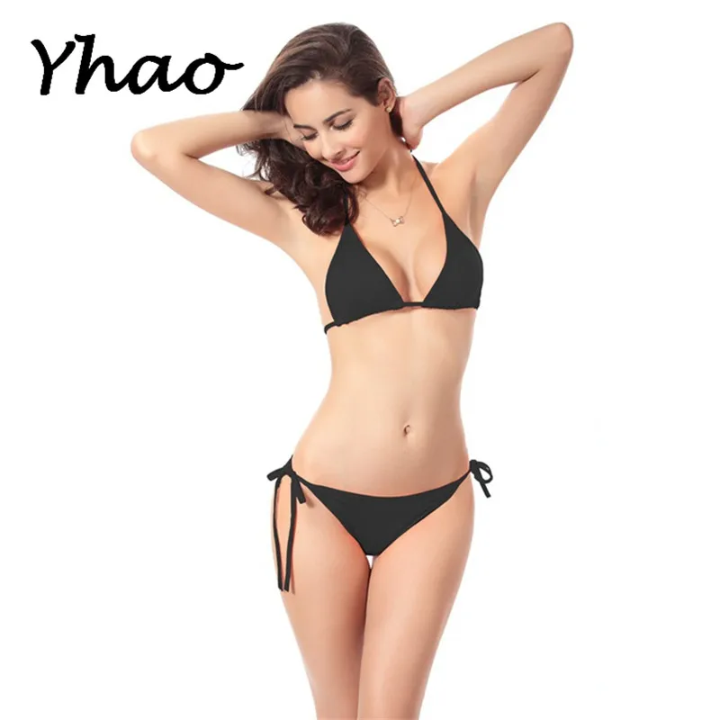 

New Solid Swimwear Women Sexy Bikini Set String Tie UnPadded Bra Two-Pieces Swimsuit Biquini Swimming Suit Wholsale