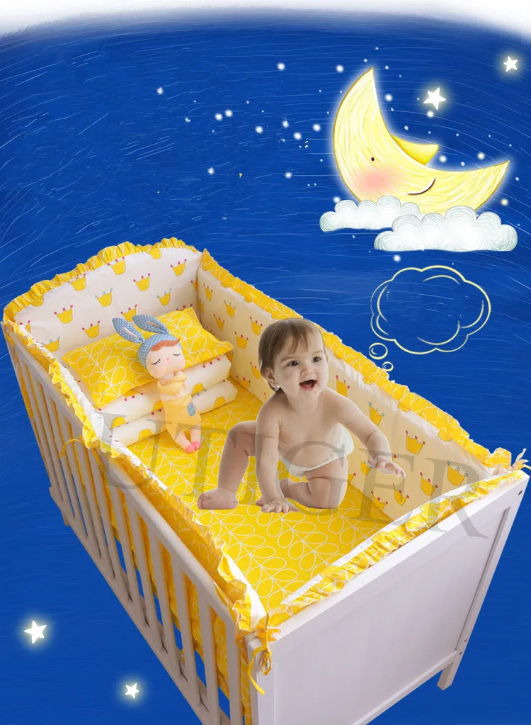8 шт. Классическая Корона детское мягкое постельное белье Колыбель для новорожденных Комплект постельного белья детская кроватка вставки