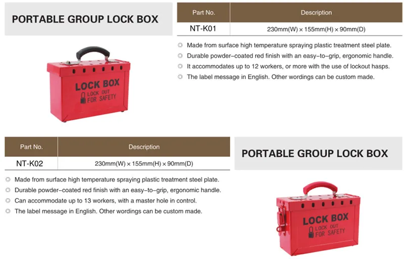 NT-K01 NT-K02 портативный стальной группы безопасности Lockout Box наборы, небольшой ручной замок коробка стальная пластина 12 замок управляющая станция