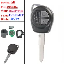 1 шт.) 2 кнопки HU87 лезвие 434 МГц дистанционный ключ с ID46 чип для KBRTS004 для Suzuki Swift(ый