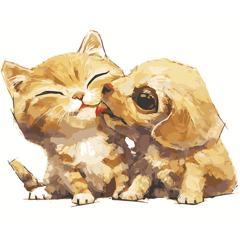Dog Friend Cat Diy Coloring Paint By Number Tools Picture Beautiful Painting By Numbers Surprise Gift Art Supplies Dropship Paint By Number Aliexpress