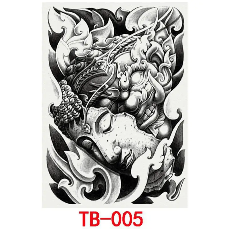 Крутые мужские и женские большие наклейки татуировки с полной задней частью водонепроницаемые временные флеш-татуировки - Цвет: TB-005