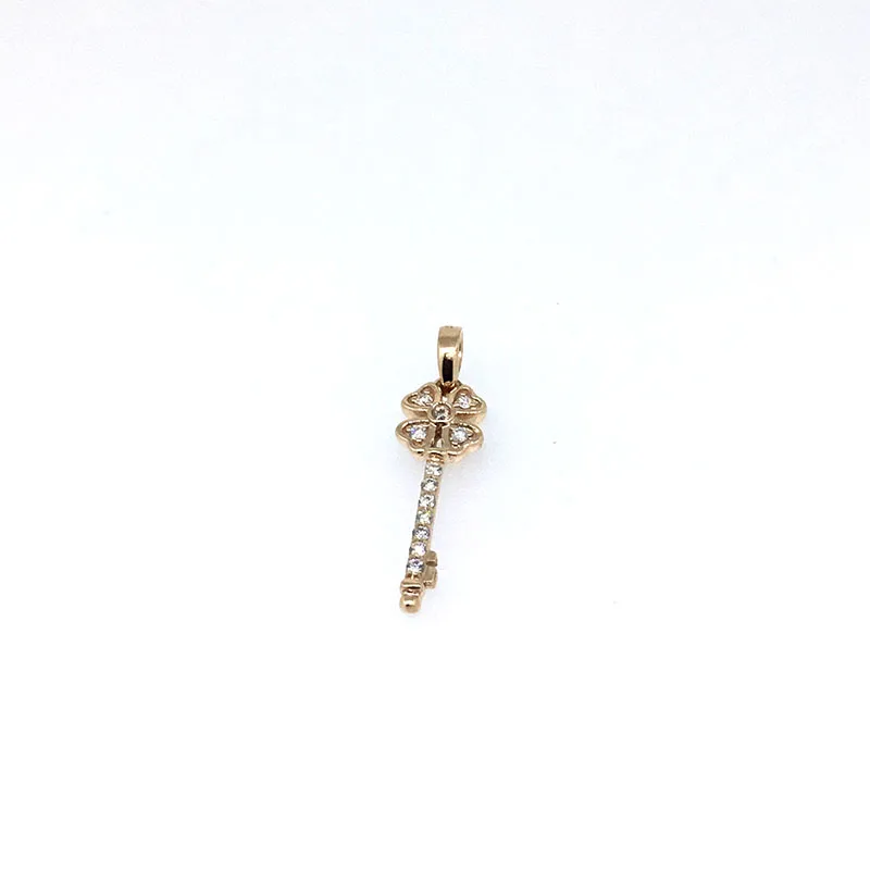 ANI 14K Rose/White/Yellow Gold (AU750) Wedding Pendant 0.136 ct I-J/SI Real Diamond 3 Color for Women Clover Key Chain Necklace ANI 14K Rose/White/Yellow Gold (AU750) Wedding Pendant 0.136 ct I-J/SI Real Diamond 3 Color for Women Clover Key Chain Necklace