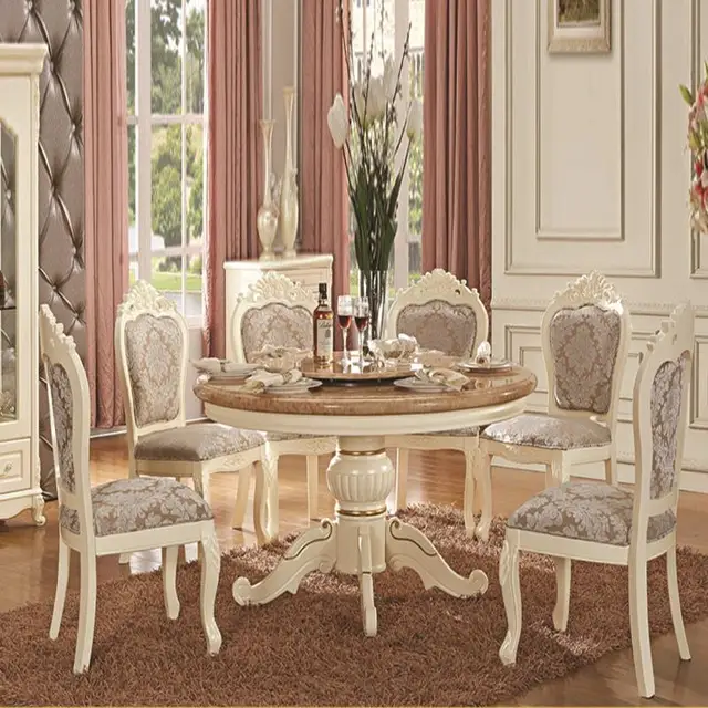 China Guangzhou Ivory White Handmade Wood Dinning Room Sets European China Guangzhou Ivory White Handmade Wood Dinning Room Sets European Solid Dining Tables And Chairs