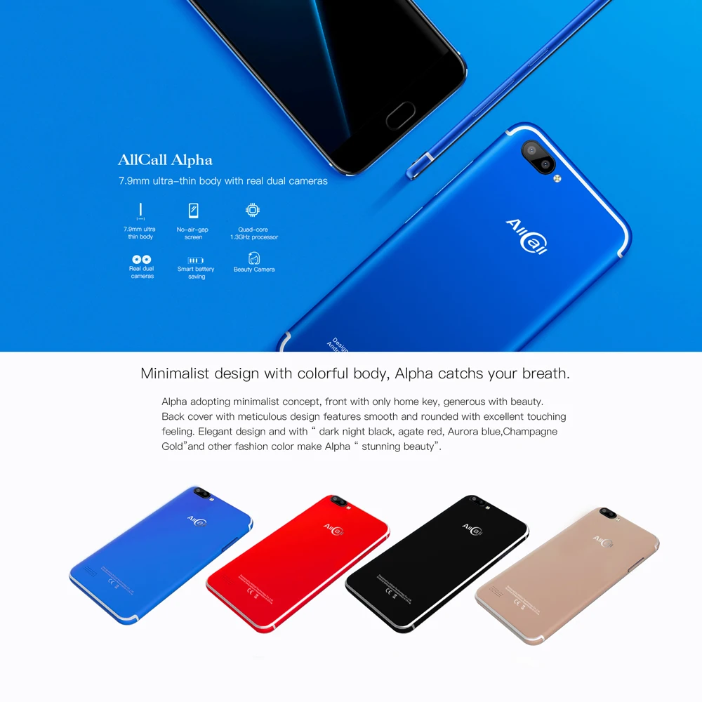 AllCall Alpha 3g Смартфон Android 7 0 5 дюймов Оригинальный MTK6580A 1. 3G Гц четырехъядерный 1 ГБ