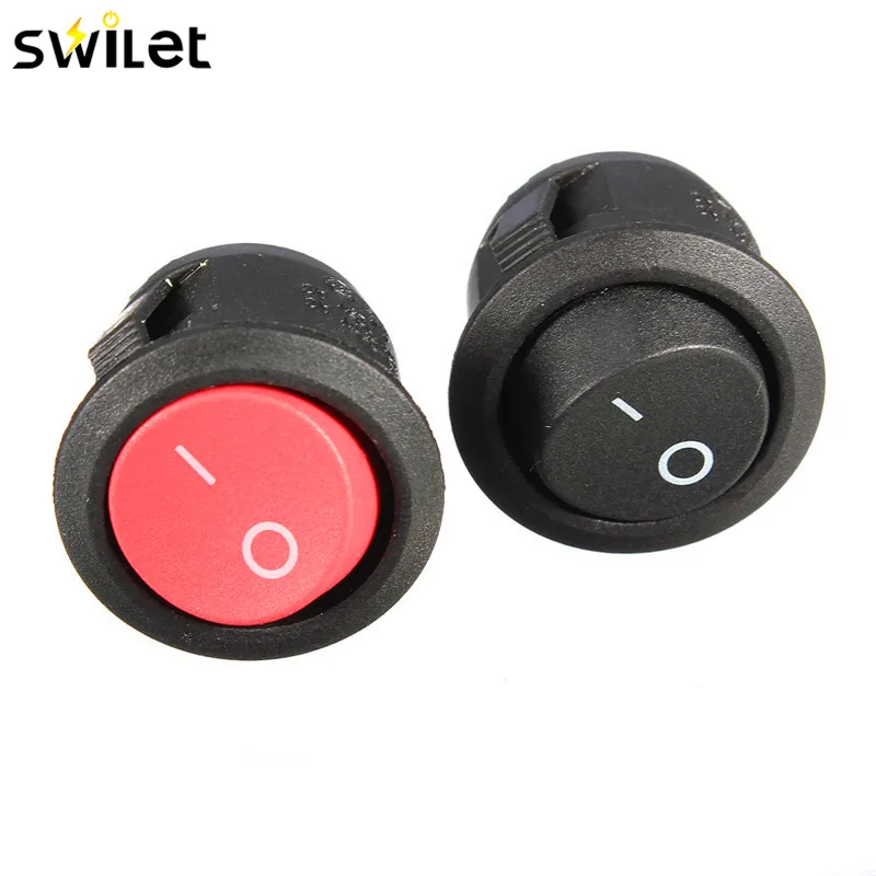 

10Pcs 20mm Diameter Small Round Boat Rocker Switches Mini Round Black Red 2 Pin ON-OFF Rocker Switch 6A 250V 10A 125V