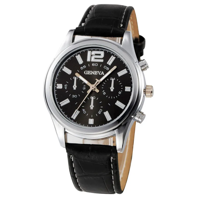 Hot sale Men Casual Checkers Faux Leather Quartz Analog Wrist WatchMen Wholesale #2AP18 (5)