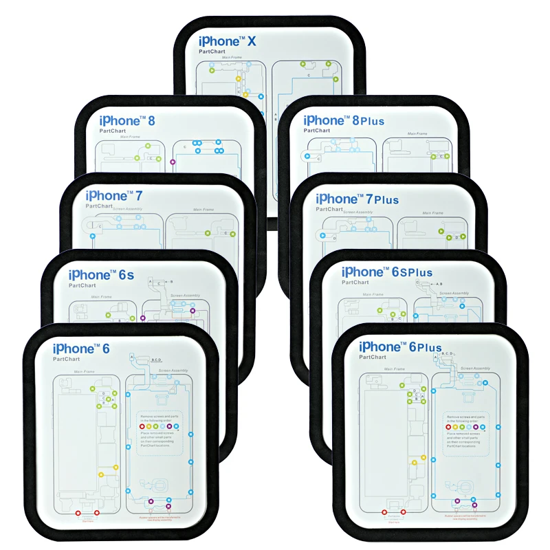 

12 IN 1 Professional Guide Pad for iPhone 6 6s 6p 6sp 7 7p 8 8p X Magnetic Screw Keeper Chart Mat Phone Repair Tools