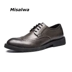 Misalwa/Мужская обувь с перфорацией типа «броги» больших размеров, цвет черный, коричневый, оксфорды, повседневная Свадебная обувь из