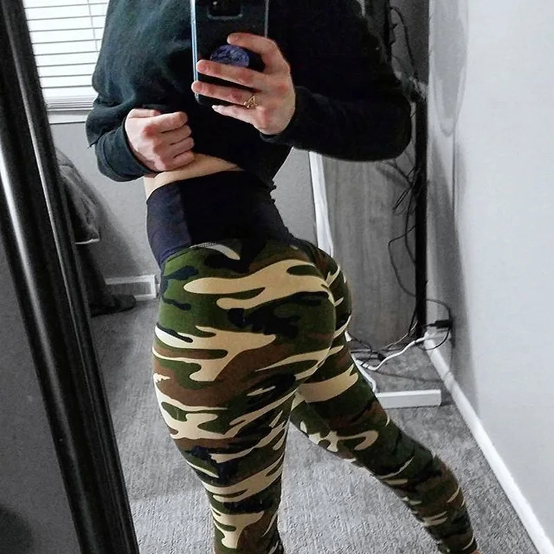 Hayoha الأزياء التمويه التجاعيد رفع طماق النساء اللياقة البدنية ضئيلة الرجل Jeggings عالية مرونة الجافة سريعة الرياضية السراويل و قمم