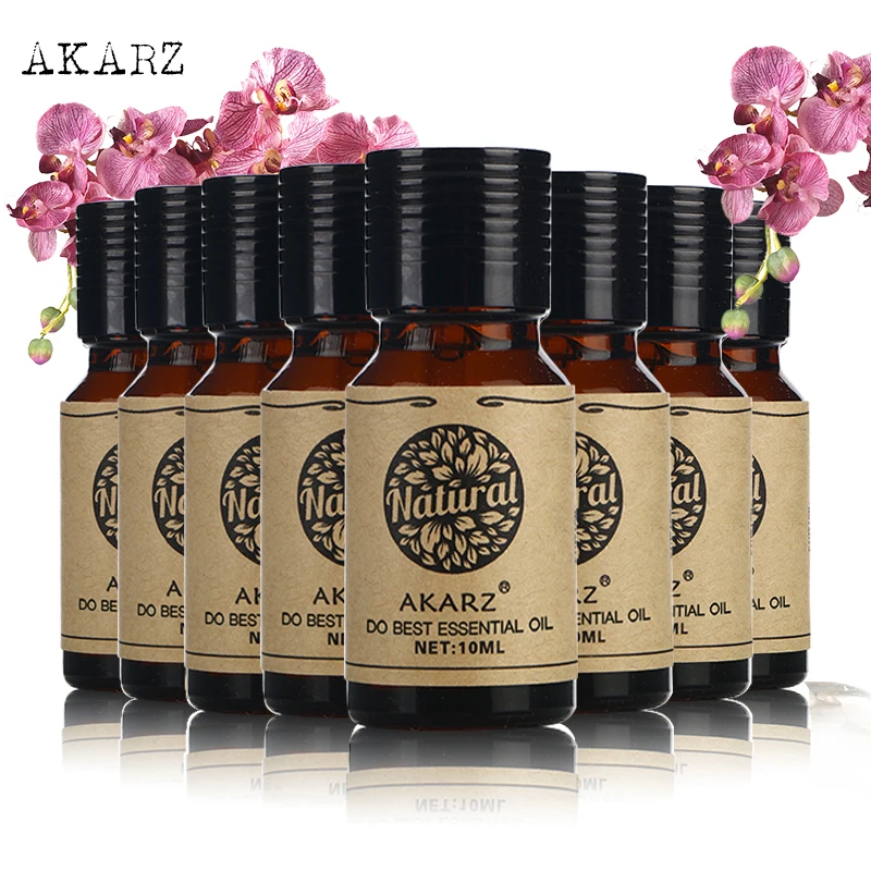 Set Di Valori Akarz Cura Della Pelle Origano + Gelsomino + Eucalipto + Tea Tree + Citronella + Muschio + Rosa + Cherry Blossom Oli Essenziali 10Ml * 8