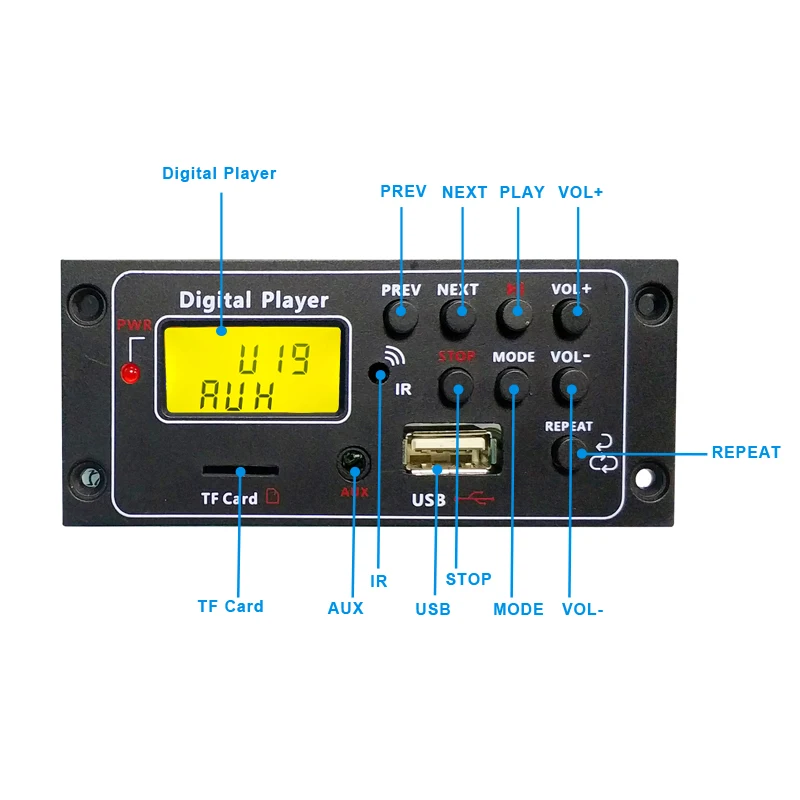 

Small Starfish Bluetooth MP3 WMA Decoder Board DC 12V Wireless Audio Module USB TF Radio Decoding board