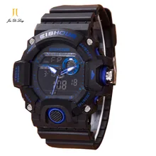 Мужские спортивные часы Новое поступление электронные водонепроницаемые часы с большим циферблатом модные светящиеся с будильником