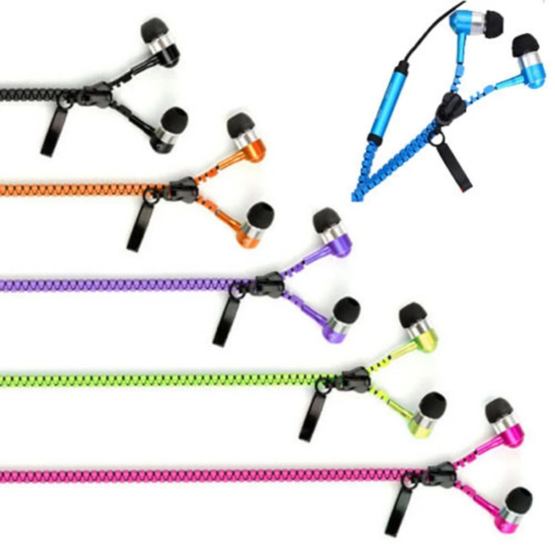 

With Mic In-Ear Earphone Creative High Quality Stereo Zipper Hands-Free and Fantastic Zip Cable Headphones Wired 3.5 Nice Gift